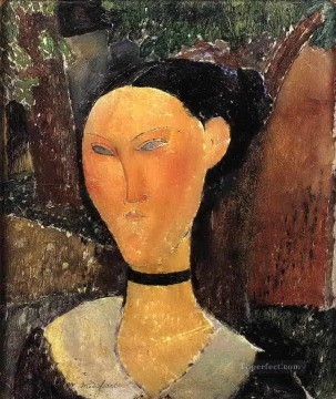 Borde Pintura - mujer con cinta de terciopelo el borde negro 1915 Amedeo Modigliani
